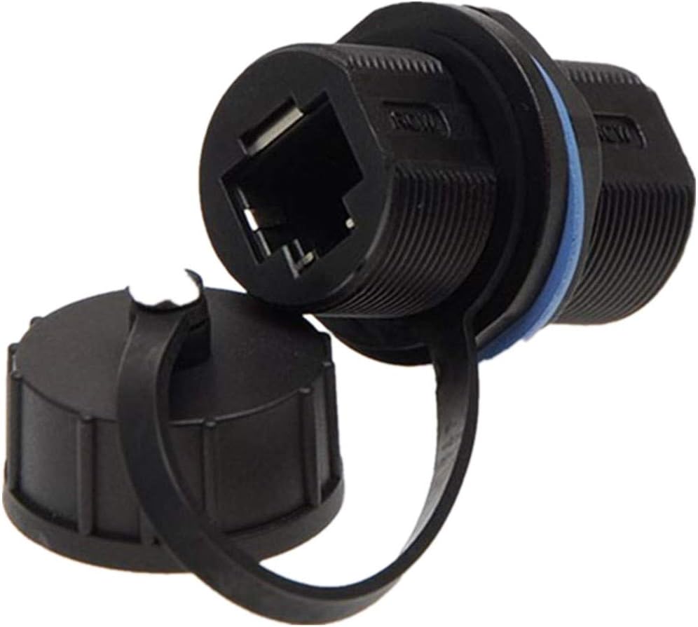 Panel Mounting Shielded RJ45 Waterproof Cat5/5e/6 8P8C Connector Ethernet LAN Cable Connector Double Head Coupler Adapter Female to Female with Waterproof/Dust Cap