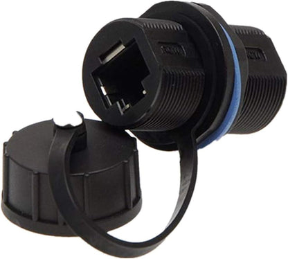 Panel Mounting Shielded RJ45 Waterproof Cat5/5e/6 8P8C Connector Ethernet LAN Cable Connector Double Head Coupler Adapter Female to Female with Waterproof/Dust Cap