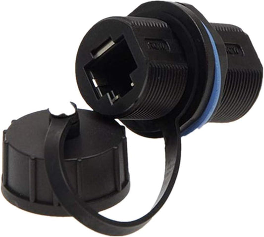 Panel Mounting Shielded RJ45 Waterproof Cat5/5e/6 8P8C Connector Ethernet LAN Cable Connector Double Head Coupler Adapter Female to Female with Waterproof/Dust Cap