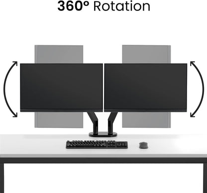 EVEO Premium Dual Monitor Mount 14"-35” Dual Monitor Arm VESA Bracket Adjustable Height Gas Spring Dual Monitor Stand, Screen Full Motion Dual Monitor Arm-Computer Monitor Stand for 2 Screens - Red