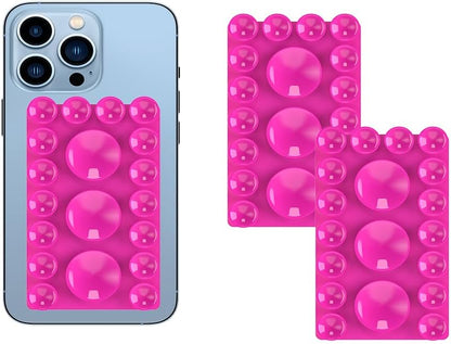 2024 Upgrade 2PCS Silicone Suction Cup Phone Case Adhesive Mount,Adhesive Grip, Sticky Suction Cup Phone Holder & Suction Phone case Holder TikTok & Selfies (Hot Pink, 3+16 Single Sided)