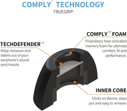 Comply Memory Foam Replacement Earbud Tips for Samsung Galaxy Buds Pro | Ultimate Comfort, Secure Fit, Superior Noise Isolation | Black, Medium (3 Pairs)