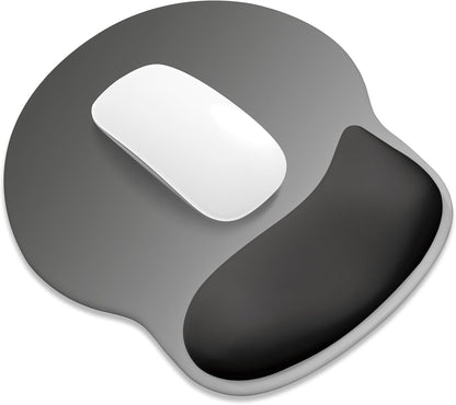 ITNRSIIET Ergonomic Mouse Pad with Wider Memory Foam Wrist Rest +17% - Curved Cushion Reduces Pressure 20%, Pain Relief, Non-Slip, Smooth, Cute Colors, 9.85 x 9 in, Gray Gradient