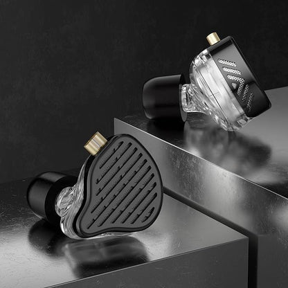 KZ x HBB PR2 in Ear Monitor Headphones 13.2mm Planar Magnetic Driver in-Ear Wired Earphones HiFi Earbuds IEMs with Detachable 2pins Cable for Musicians Audiophiles DJ Stage(Black,with Mic)