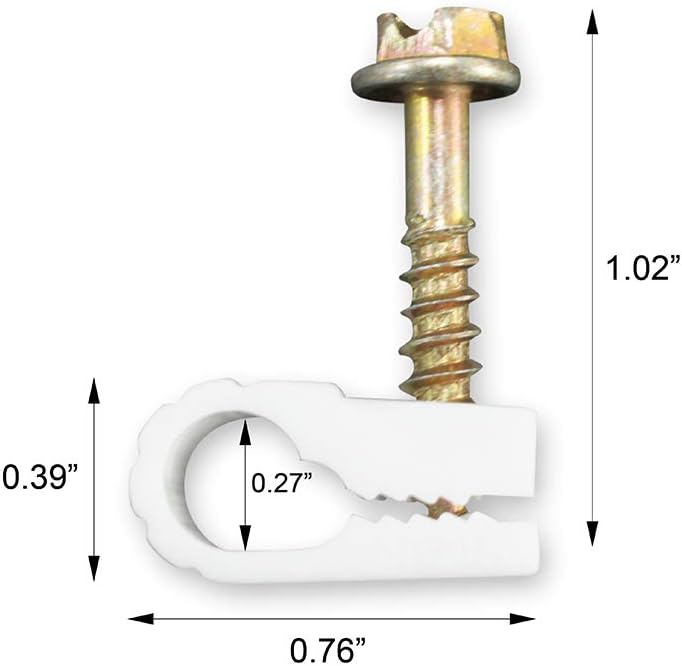 STEREN Coaxial Cable Clips - Cable Holder - Wire Clips - Siding Clips for Hanging - Cord Holder for Desk - Cable Clamps - Cord Clip - Wire Organizer Clips - Tv Mount Screws - White - 10 Pack