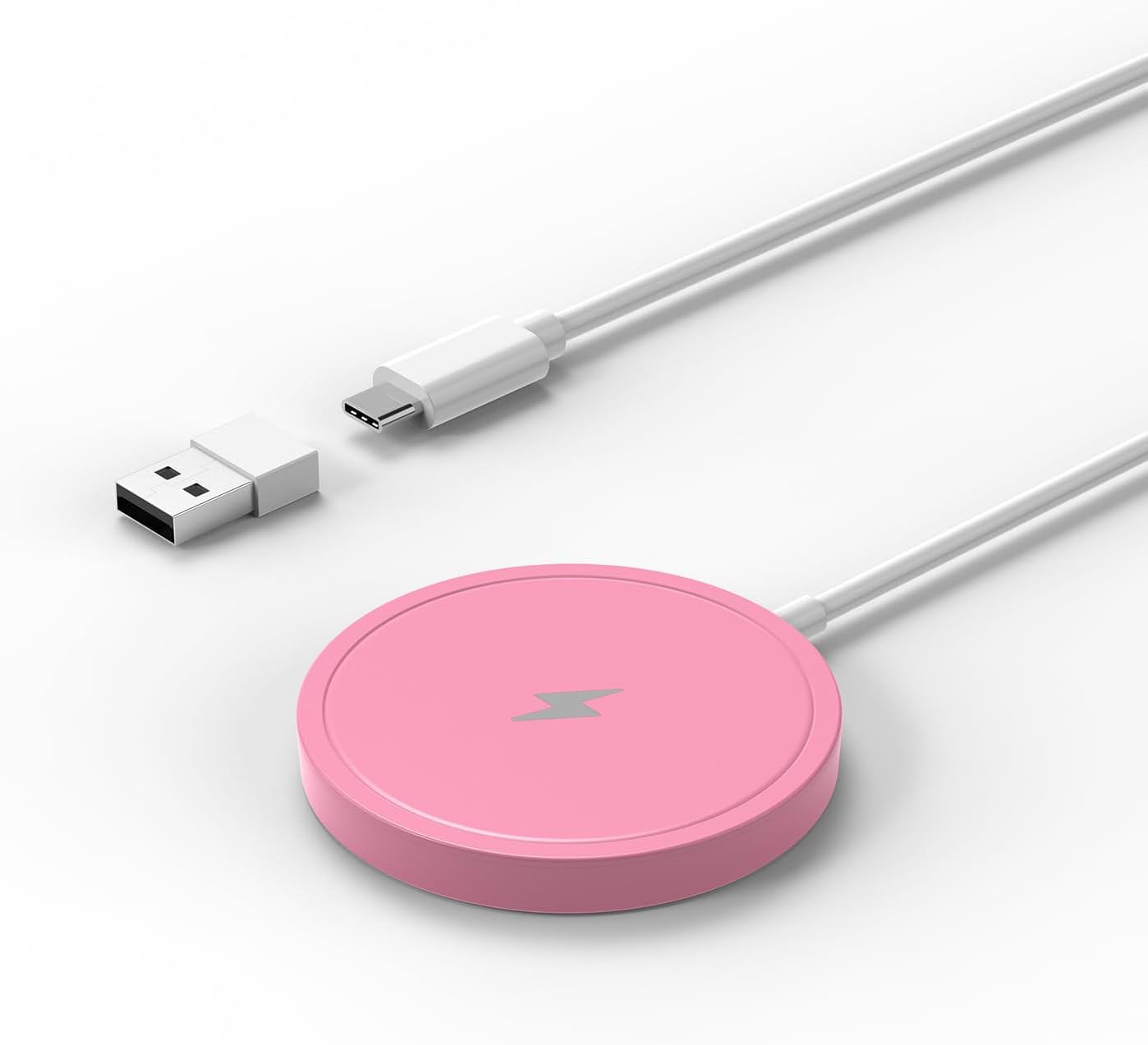 Magnetic Wireless Charger for iPhone 15W Wireless Charger Fast Mag Safe Wireless Charging Stand Pad Compatible for iPhone 16/16 Pro/Pro Max/15/14/13/12/Pro with Wall Charger for USB-A Converter, Pink