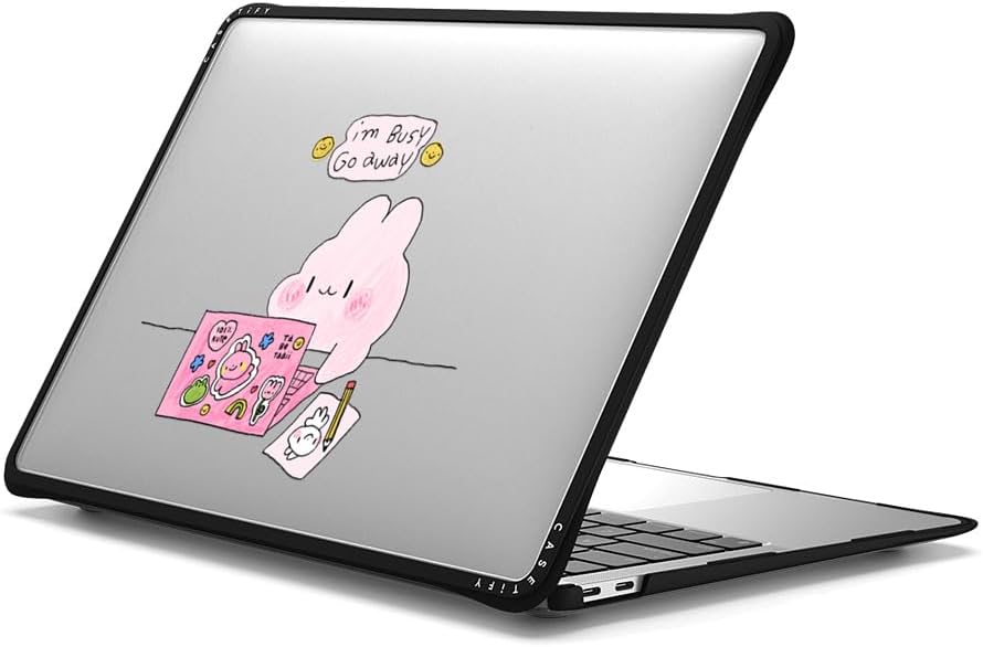 CASETiFY Impact MacBook Air 13" (M1/Intel) Case [Cushioned Impact Corners/Scratch-Resistant/Anti-Slip Grip] - I'm Busy - Clear Black