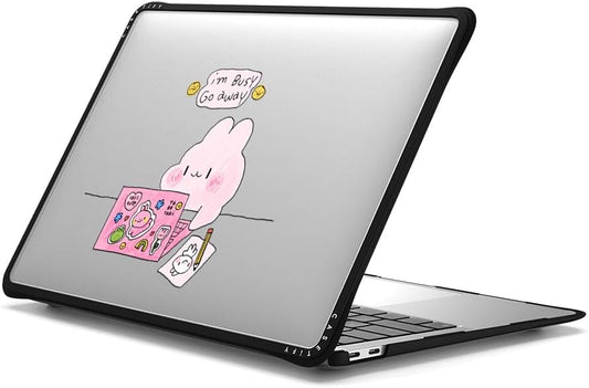 CASETiFY Impact MacBook Air 13" (M1/Intel) Case [Cushioned Impact Corners/Scratch-Resistant/Anti-Slip Grip] - I'm Busy - Clear Black