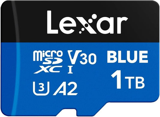 Lexar 1TB Blue Micro SD Card Up to 160MB/s, microSDXC UHS-I Memory Card with SD Adapter, C10, U3, A2, V30, Full HD, 4K UHD, High Speed TF Card