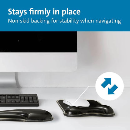 Kensington Duo Gel Wave Mouse Pad & Wrist Rest - Black,Medium (K62413WW)