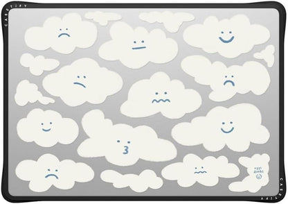 CASETiFY Impact MacBook Air 15" (M2-M4) Case [Cushioned Impact Corners/Scratch-Resistant/Anti-Slip Grip] - Cute Clouds - Clear Black