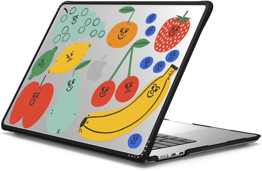 CASETiFY Impact MacBook Air 15" (M2-M4) Case [Cushioned Impact Corners/Scratch-Resistant/Anti-Slip Grip] - Fruit Salad MacBook Case - Clear Black