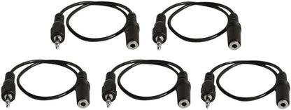 5 Pack of YCS Basics 1 Foot 3.5mm Headphone Extension Cables