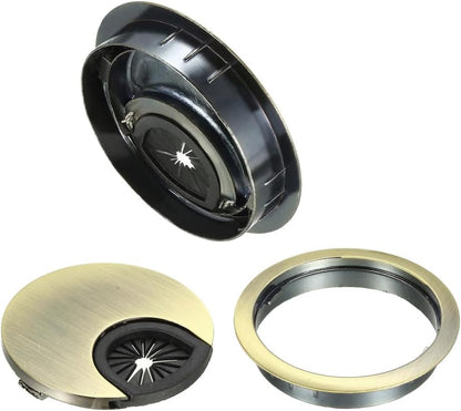 uxcell Cable Hole Cover, 2.4Inch/60mm Zinc Alloy Desk Wire Cord Cable Grommets Hole Cover for Office PC Desk Cable Cord Organizer, 4Pcs Bronze Tone