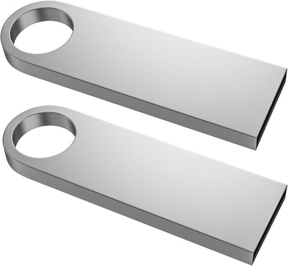 ABLAZE 8GB Flash Drive 2 Pack, Metal USB 2.0 Thumb Drives with Keychains USB Stick Pendrive (Sliver)
