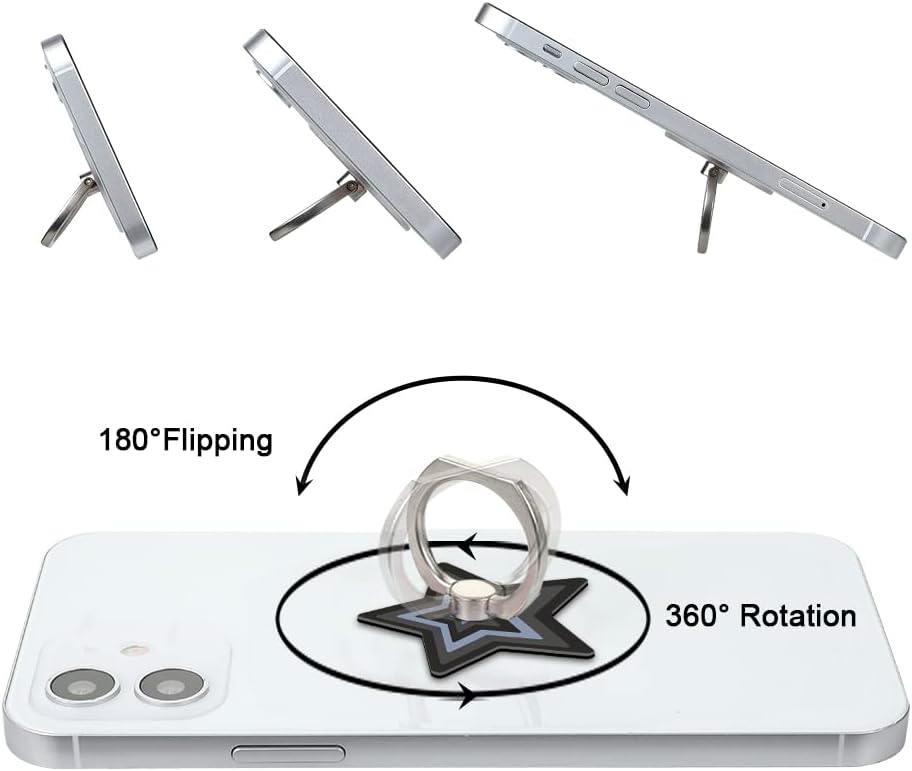 Bonoma Cute Star Phone Ring Holder, 3 Pack Universal Finger Ring Stand Grip Kickstand Ring, 360° Rotation Universal Stylish Stand Compatible with All Smartphones