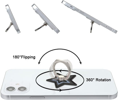 Bonoma Cute Star Phone Ring Holder, 3 Pack Universal Finger Ring Stand Grip Kickstand Ring, 360° Rotation Universal Stylish Stand Compatible with All Smartphones