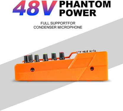 G-MARK Analog Mixer Audio 4 Channel DJ Audio Mixer Bluetooth Studio Karaoke For PC Live Performance KTV Home Stage Music Effects Sound Card Protable Mixing Console