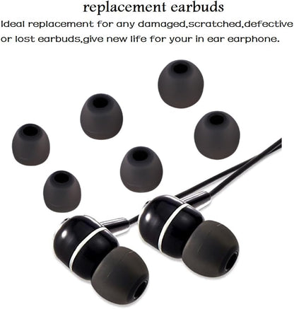 Earbud Tips Replacement Earbud Tips Ear Bud Replacement Pieces Silicone Soft and Comfortable Fit for Inner Hole from 3.8mm - 5.1mm Earphones 9 Pairs S/M/L Gray-Black