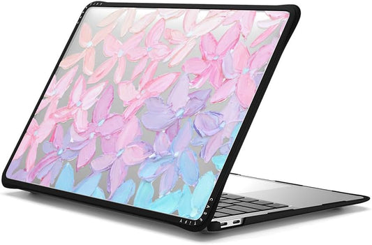 CASETiFY Impact MacBook Air 13" (M1/Intel) Case [Cushioned Impact Corners/Scratch-Resistant/Anti-Slip Grip] - Clear Hydrangea Blooms - Clear Black