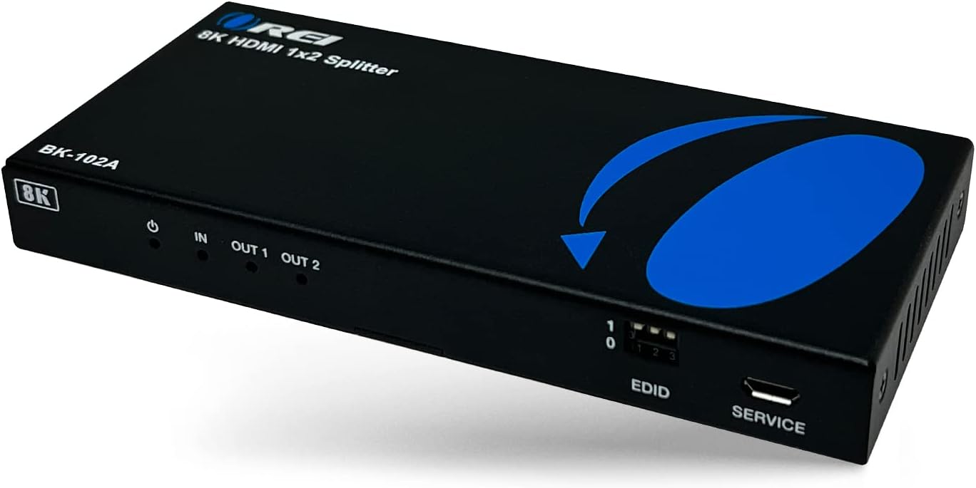 OREI 8K HDMI Splitter 1 X 2, Duplicate with Audio Extractor UltraHD Supports Upto 4K @ 120Hz IR EDID HDCP 2.3 - (BK-102A) (1x2 - Audio Out)