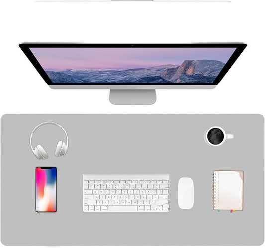 PU Leather Desk Pad Protector Gaming Mouse Pad Non Slip Desk Mat for Keyboard and Mouse Waterproof Desk Writing Pad for Office and Home Desk Accessories(Gray, 35.4 * 17.7)