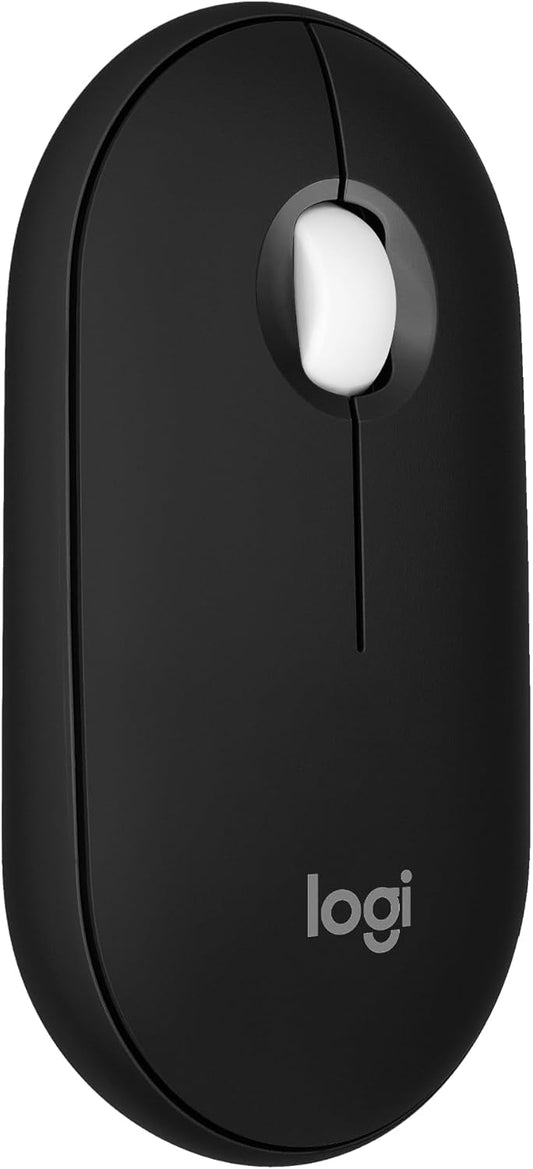 Logitech Pebble Mouse 2 M350s Slim Bluetooth Wireless Mouse, Portable, Lightweight, Customizable Button, Quiet Clicks, Easy-Switch for Windows, macOS, iPadOS, Android, Chrome OS - Black