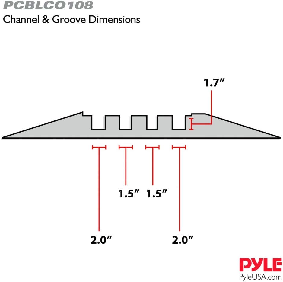 Pyle Hose & Cable Protection Ramp - Extra Heavy Duty Four Channel Extra Large Opening for Water Hose Car Truck Pedestrian Ramp Supports 55000 Lbs, Flip-Open Cover, 31.5” x 23.2” x 3.14” PCBLCO108