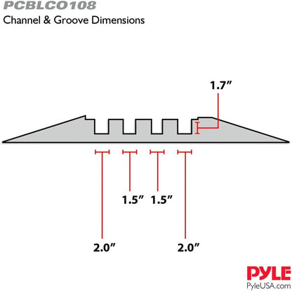 Pyle Hose & Cable Protection Ramp - Extra Heavy Duty Four Channel Extra Large Opening for Water Hose Car Truck Pedestrian Ramp Supports 55000 Lbs, Flip-Open Cover, 31.5” x 23.2” x 3.14” PCBLCO108