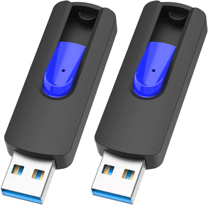 JUANWE USB Flash Drives 128GB 2 Pack 3.0 Flash Drive High Speed Thumb Drive Retractable Slide Memory Sticks for Computers Zip Drive USB Backup Jump Drive with Lanyard Hole