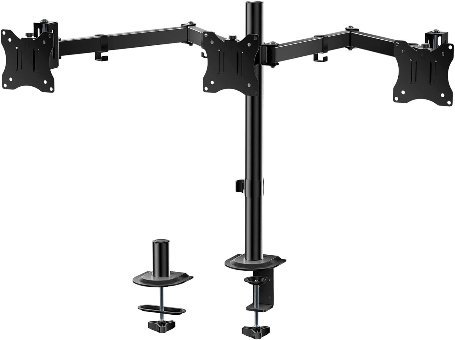 WALI Triple Monitor Mount, Heavy Duty Triple Monitors Stand for 13-27 inch Screens, Adjustable 3 Monitor Desk Mount with Swivel, Tilt, Rotation, Clamp & Grommet Base Kit (M003SN), Black
