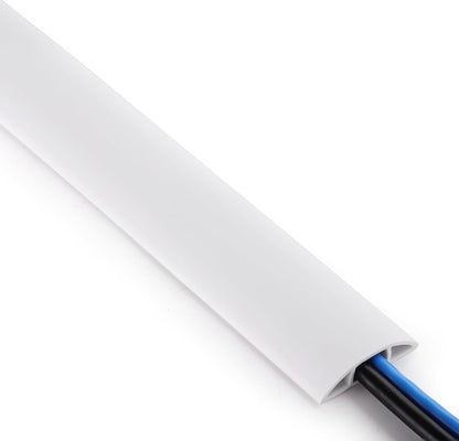 ZhiYo 5.6ft Cord Covers for Wires on Floor, Cord Hider Floor Hide Extension Cords, Soft PVC Cable Cover Cable Protector, Wire Cavity W0.62in H0.31in, White