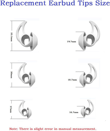 Silicone Earbud Tips Compatible with Bose QuietComfort Earbuds and Sport Earbuds,3 Pairs,Silver