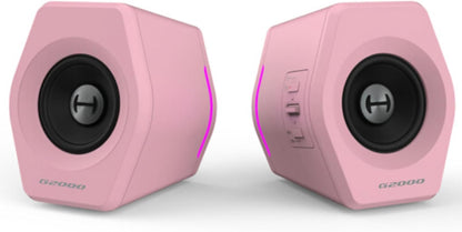 Edifier Hecate RGB Gaming Speakers, 32W Peak Power, Bluetooth 5.1, Game/Movie/Music Modes, 12 RGB Lighting Effects, Compact Design for PC/PS4/Desktop - Pink