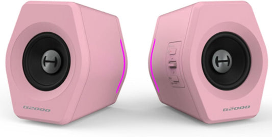 Edifier Hecate RGB Gaming Speakers, 32W Peak Power, Bluetooth 5.1, Game/Movie/Music Modes, 12 RGB Lighting Effects, Compact Design for PC/PS4/Desktop - Pink