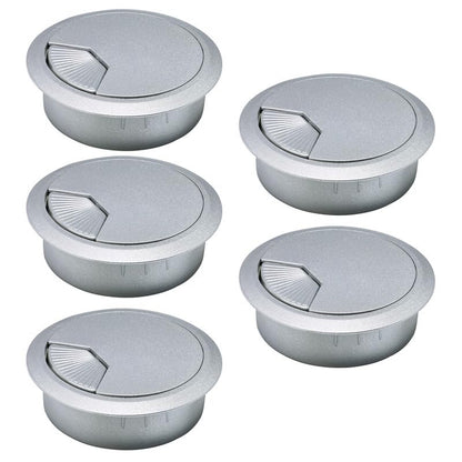 5 Pcs Desk Grommet 2-1/16" / 53 mm, Desk Cord Hole Cover, Cable Grommet ABS Plastic, Desk Hole Grommet for Home & Office Pc, Detachable Adjustable Cable Cord Organizer-Silvery