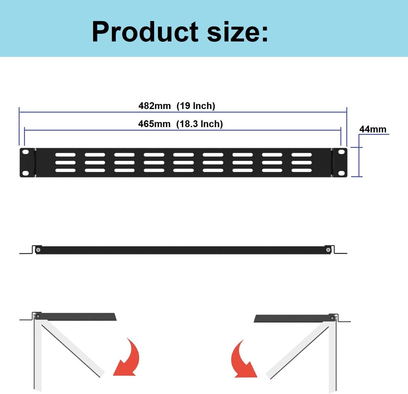 1U Hinged Vented Rack Mount Blank Panel Spacer for 19in Server Rack or Network Cabinet (1U Vented Blank Panel)