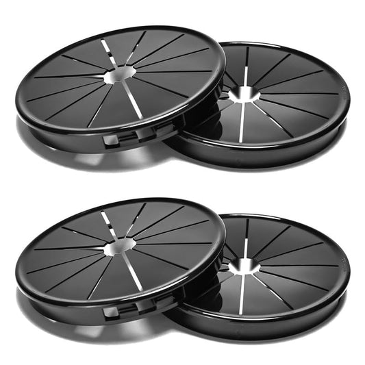 4PCS Cable Grommets, 3-9/16"(90mm) Desk Hole Cover Petal Shaped Buckle Type Nylon Snap Bushing Grommet, Wire Hole Cover Insert for Cables and Cords Management and Protection of Cabinet, Black