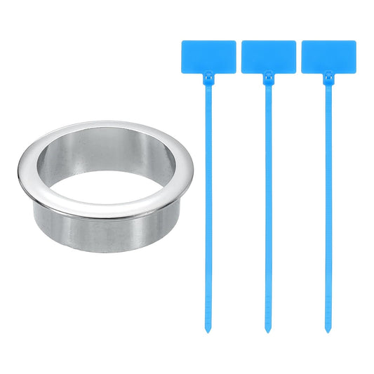 uxcell Desk Grommet, 1-3/4" (45mm) Zinc Alloy Cable Hole Cover Wire Cord Organizer with Marked Cable Ties for Home Office Desktop Wire, Silver Tone