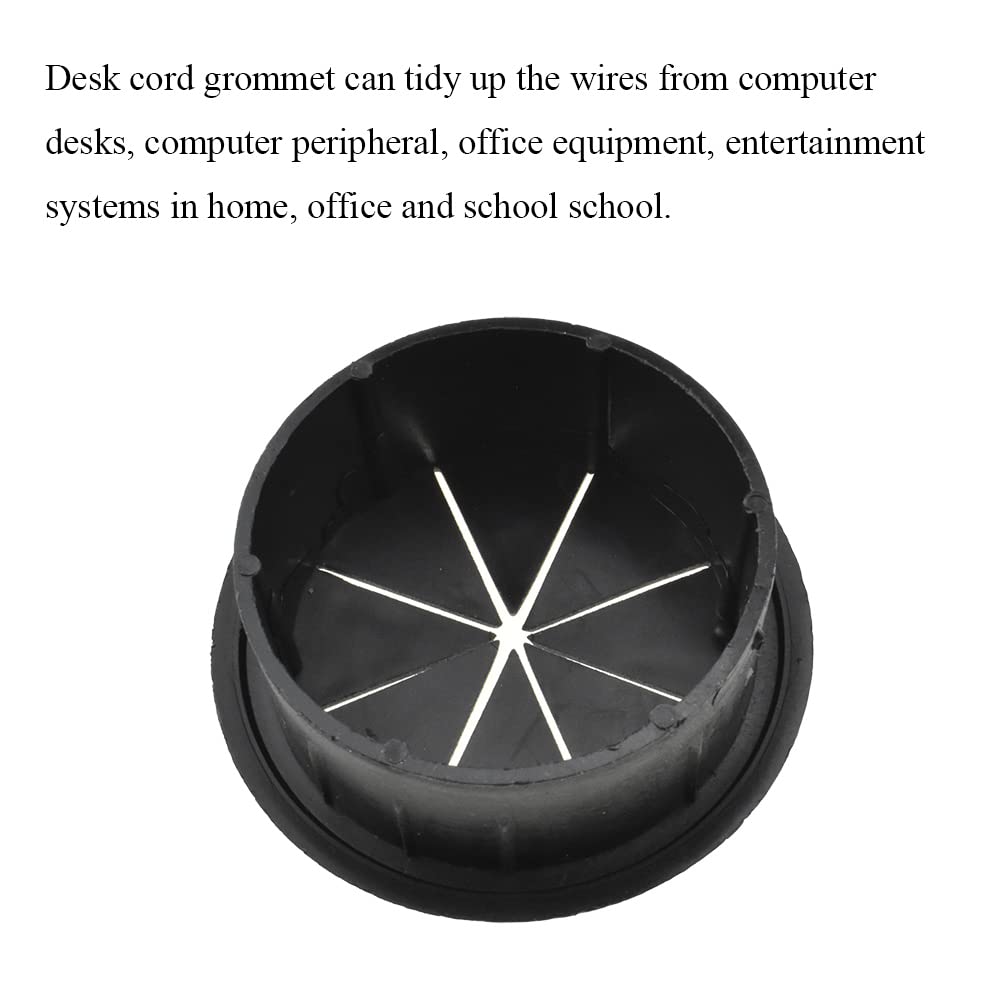 HAHIYO 2Pcs 2Inch/50mm Black ABS Plastic Eight-petaled Desk Grommet Wire Grommet Cable Management Cord Hole Cover Desk Wire Hole Insert Wire Organizer for Computer Office Home School Equipment Systems
