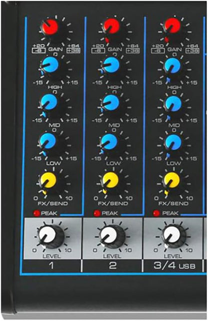 Pyle Professional Audio Mixer Sound Board Console System - Interface 4 Channel Digital USB Bluetooth MP3 Computer Input 48V Phantom Power Stereo DJ Studio Streaming FX 16-Bit DSP processor - PMXU43BT