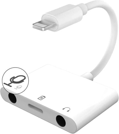 COVS Lightning to Microphone Audio Adapter, Upgraded 3 in 1 Dual 3.5mm Microphone Audio Jack and Charging Aux Headphone Splitter Adapter, Compatible with iPhone 12/11/iPad