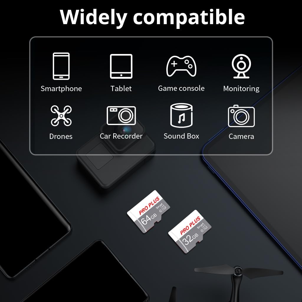 2 Pack TF Card 64GB with Adapter, High Speed Memory Card, UHS-I C10 A1 Memory TF Card for Tablet/Mobile Phone/Camera/Car Audio/Game Console (TF183 White Gray 64GB)