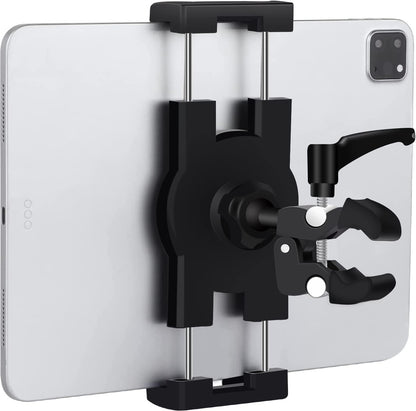 Boat Helm Tablet Holder, Marine Boat Handle Bar Pole Mount, 360°Rotation Clamp Non-Slip Aluminum Alloy Mount,Compatible with 4.7~12.9" iPad/Nexus/LG G Pads/e-Reader/iPhone