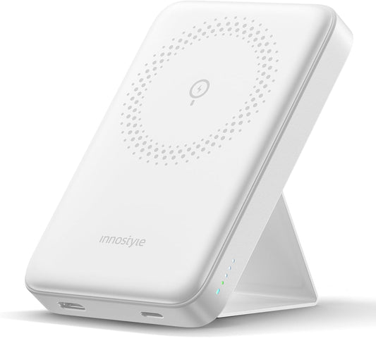 Magnetic 3-in-1 Portable Charger: 10000mAh Wireless Power Bank with 20W USB-C Fast Charging, Foldable Stand, Compatible with iPhone 16/15/14/13/12, AirPods & Samsung Galaxy