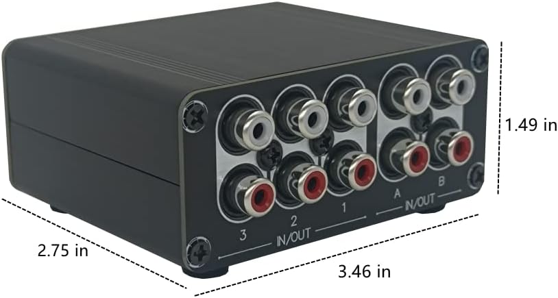 3 in 2 Out RCA Stereo Audio Switch Input Signal Source Switcher Selector Splitter Box -RC32