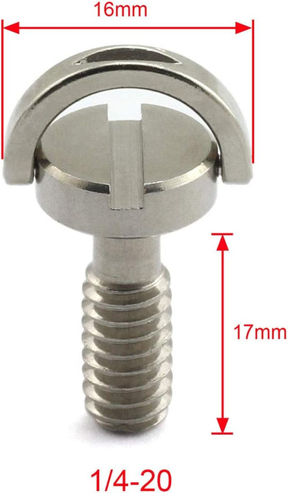 HJ Garden 2pcs 1/4-20 Thread D-Ring Stainless Steel Camera Fixing Screws for Camera Tripod Monopod QR Plate,D Shaft Quick Release Plate Mounting Screw 17mm Length