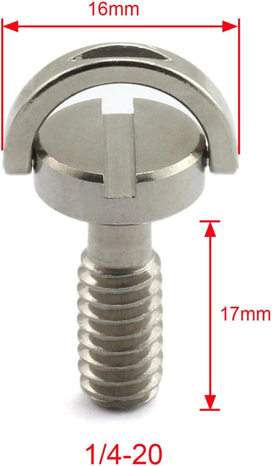 HJ Garden 2pcs 1/4-20 Thread D-Ring Stainless Steel Camera Fixing Screws for Camera Tripod Monopod QR Plate,D Shaft Quick Release Plate Mounting Screw 17mm Length