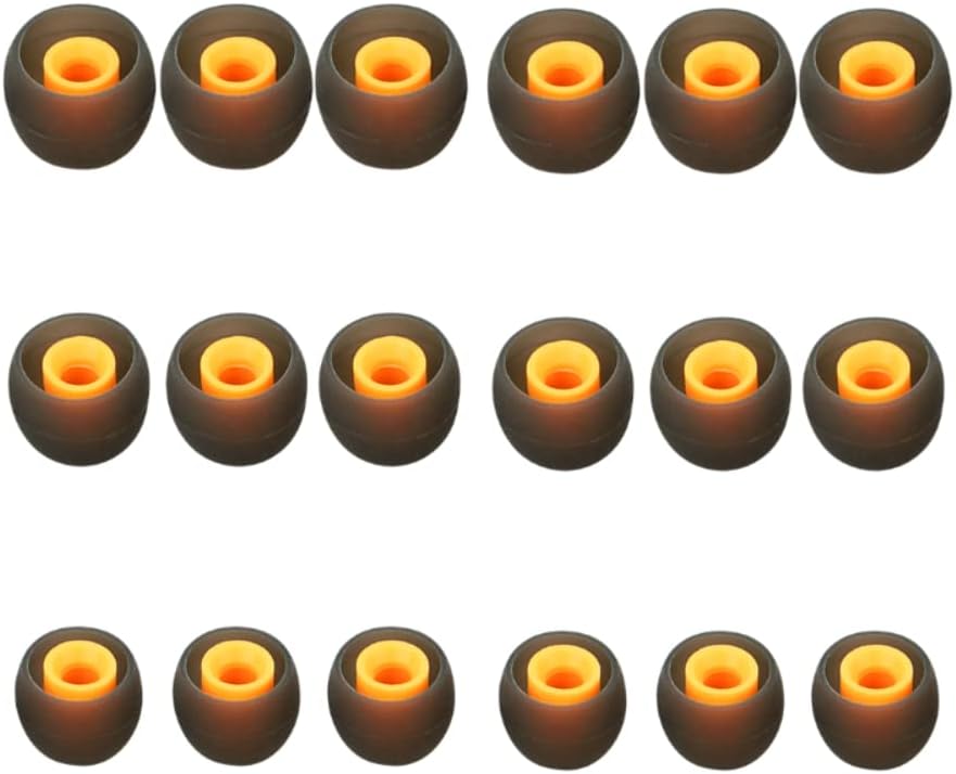 Earbuds Replacement Tips Silicone Earbud Tips Ear Gels Fit for Inner Hole from 3.8mm - 5.1mm Earphones 9 Pairs S/M/L Black-Orange