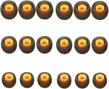 Earbuds Replacement Tips Silicone Earbud Tips Ear Gels Fit for Inner Hole from 3.8mm - 5.1mm Earphones 9 Pairs S/M/L Black-Orange